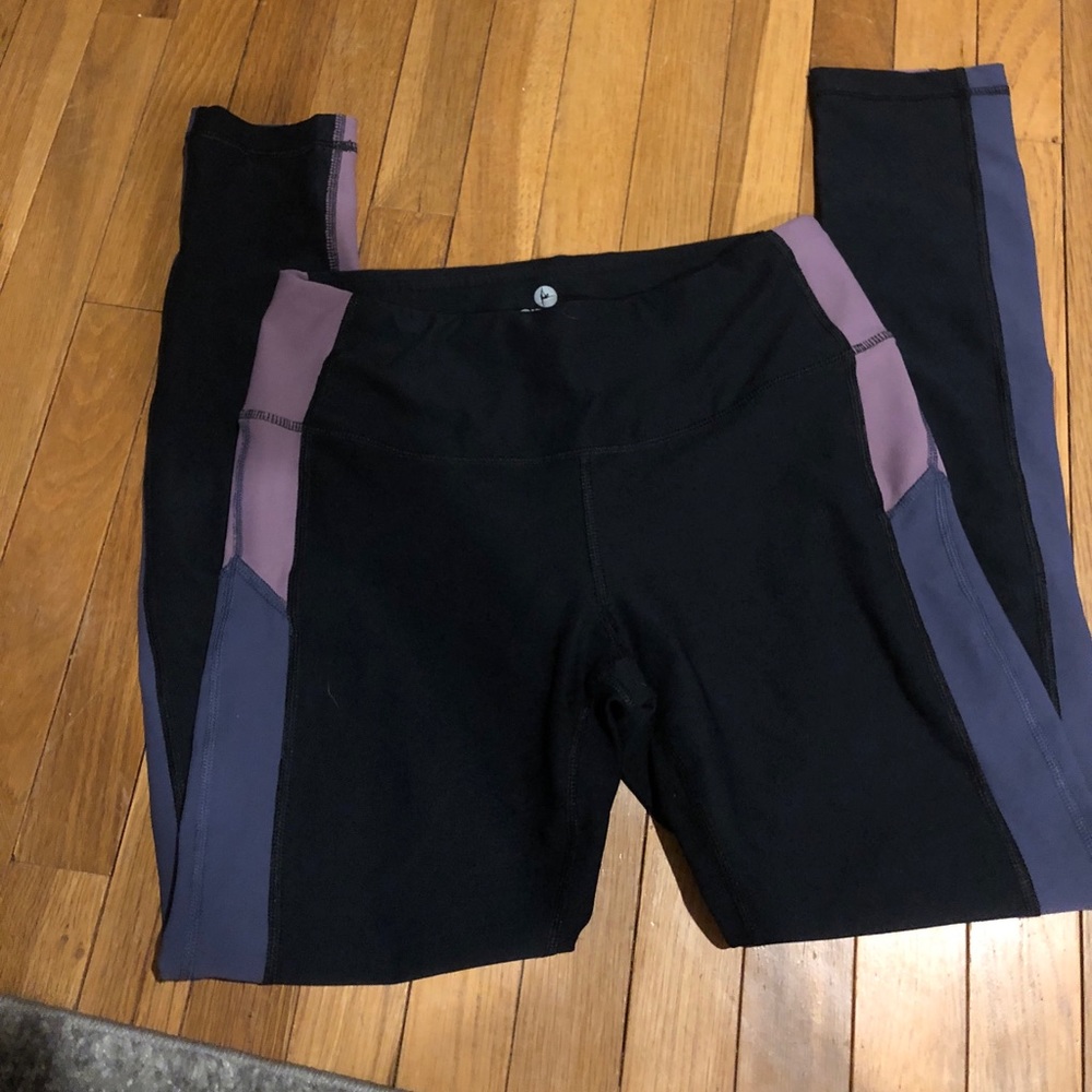 Purple and black leggings